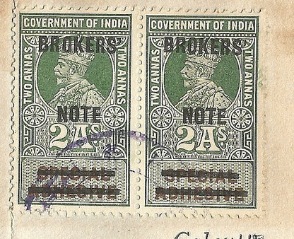India KGV Broker’s Note provisionals on 1924 debenture contract