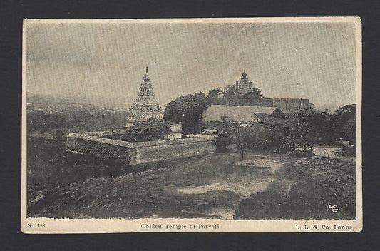 Golden Temple of Parvati Poona vintage postcard India
