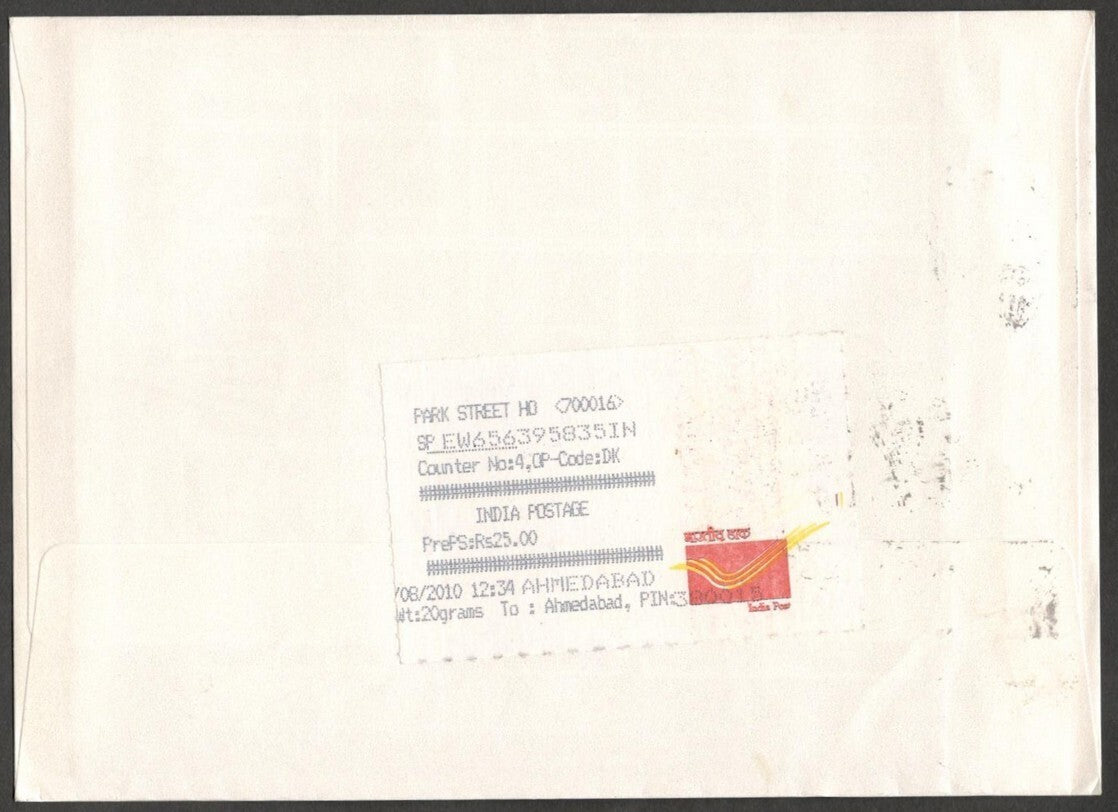 (AOP) MOTHER TERESA Centenary - India 2010 Speed Post Special cover with label