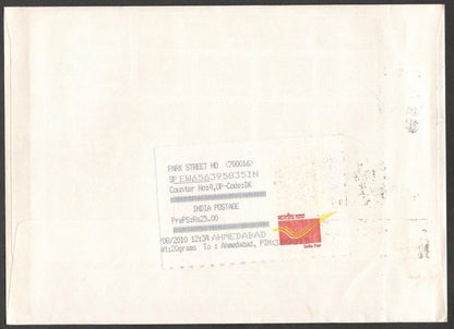 (AOP) MOTHER TERESA Centenary - India 2010 Speed Post Special cover with label