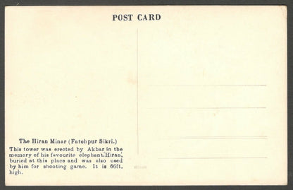 AOP India vintage rppc real photo postcard HIRAN MINAR, FATEHPUR SIKRI
