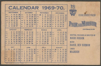 India Bollywood Promotional Calendar 1969-70 PYAR KA MAUSAM Shashi & Asha Parekh