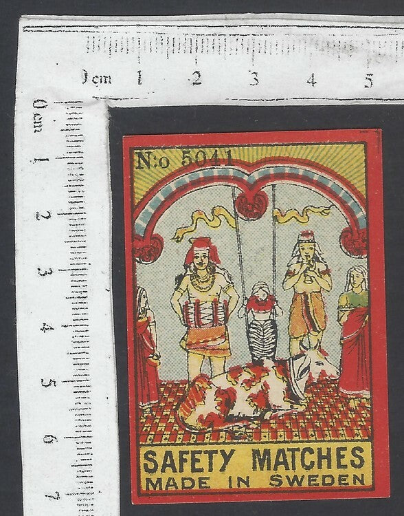 AOP India vintage matchbox label Hindu Gods Made in Sweden
