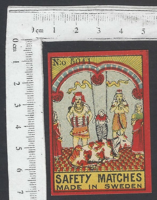 AOP India vintage matchbox label Hindu Gods Made in Sweden