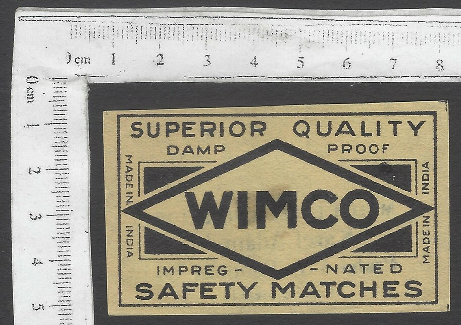 AOP India vintage matchbox label WIMCO