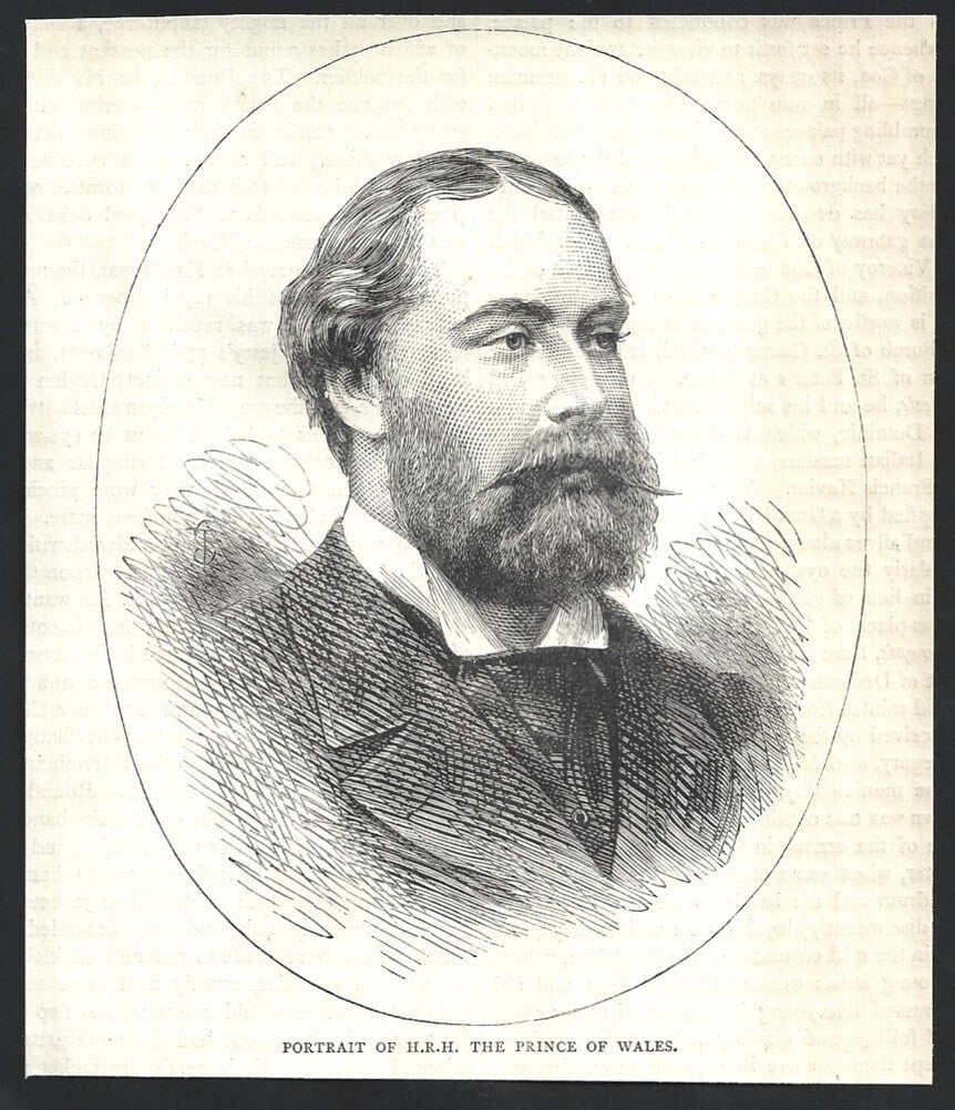 India POTRAIT OF H.R.H. THE PRINCE OF WALES engraved print - Rousslet 1876 6"x5"