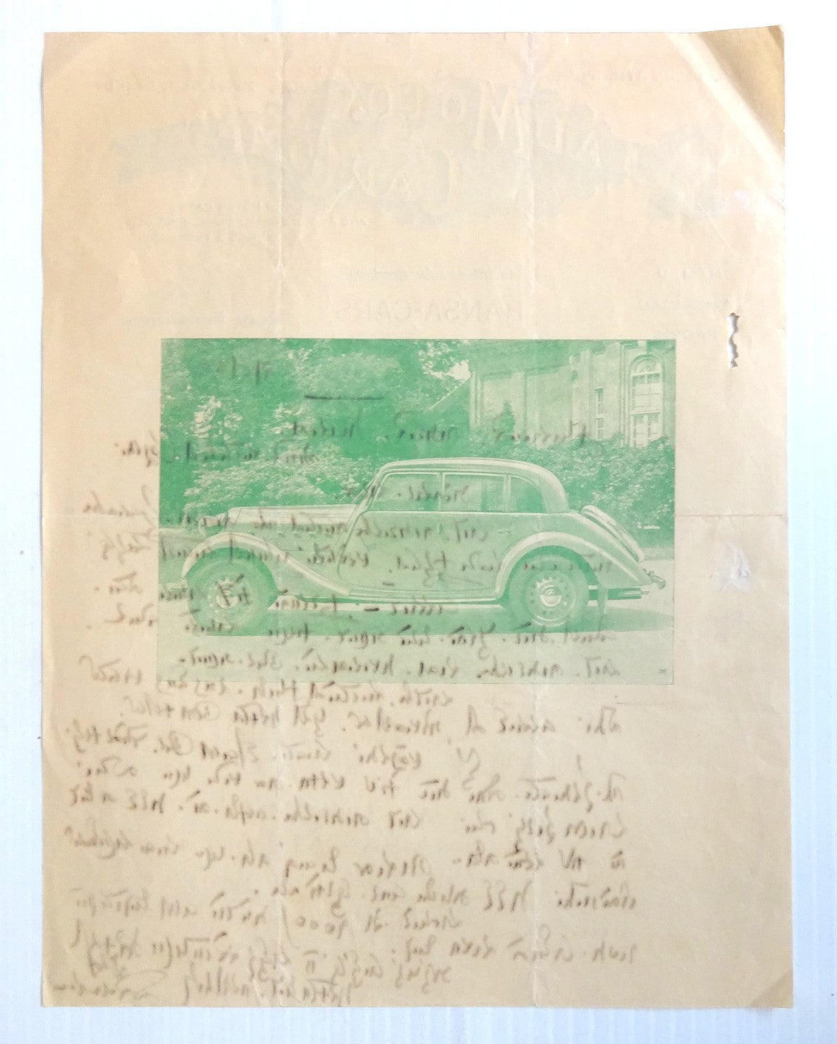 India 1938 illustrated letterhead ROYAL MOTOR CAR CO. Jetpur – HANSA CARS