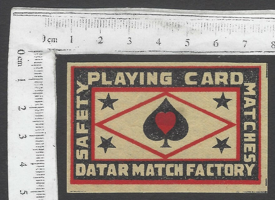 AOP India vintage matchbox label Planning Card by Datar Match Factory