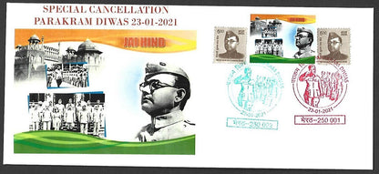 India 2021 Netaji Jayanti Subhas Chandra Bose special covers with labels (3)