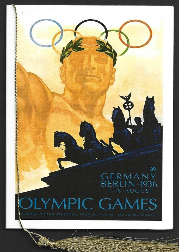 India 2024 Paris Olympics souvenir with 1936 Berlin, Germany Olympics cachet