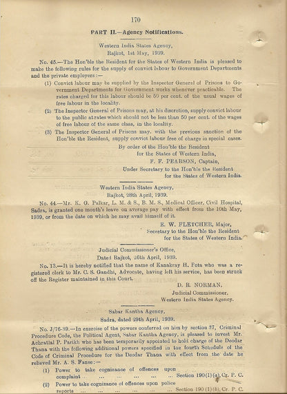 India 1939 WISA Gazette about robberies of Imperial Mail & convict labour 8 pgs