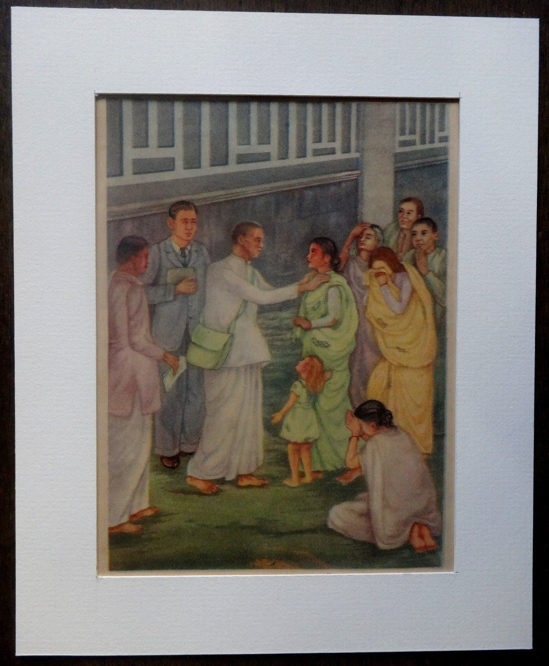 India Life of Gandhi print in card frame  8" x 10" G