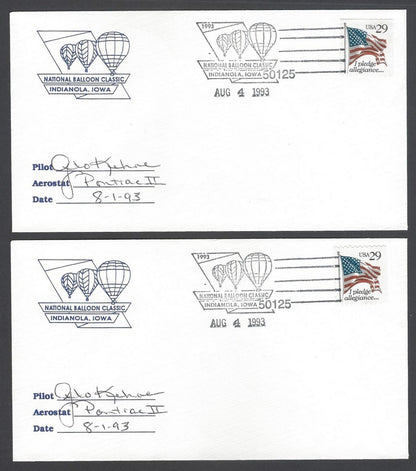 National Balloon Classic, Indianola 1993 covers signed by Pilots (5)