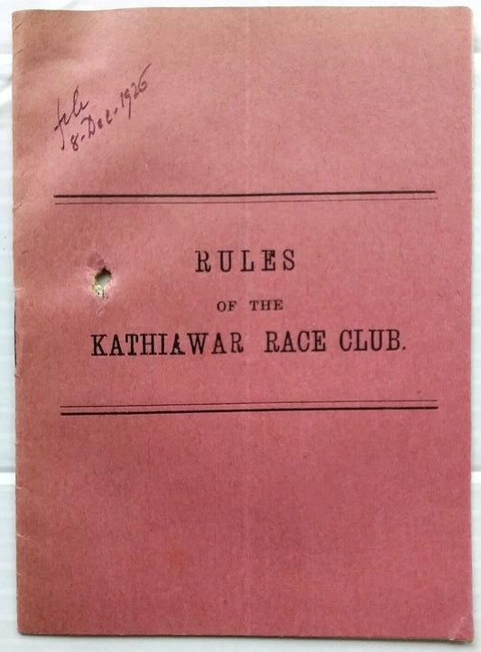 India 1926 Kathiawar Race Club Rule book etc.
