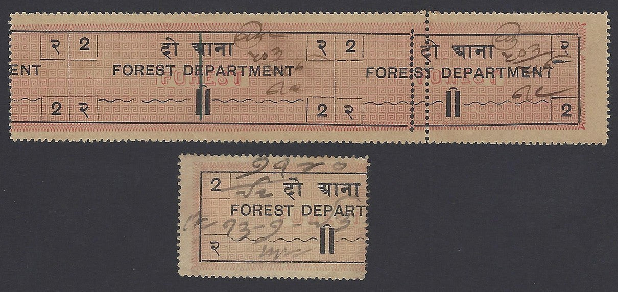 India 1891 Forest Tax 2a all 3 positions zaz