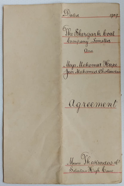 AOP India 1909 Indenture : Shergarh Coal Co Ltd