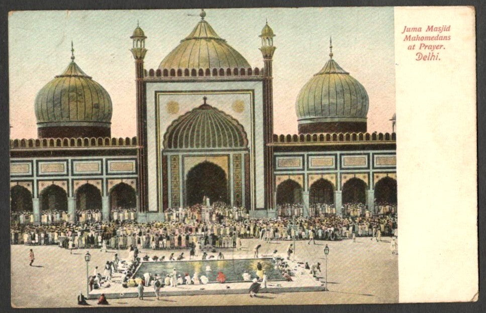 AOP India Janu Masjid Mahomadans at Prayer, Delhi vintage postcard