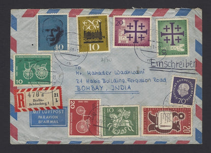 Germany 1961 registered cover to India