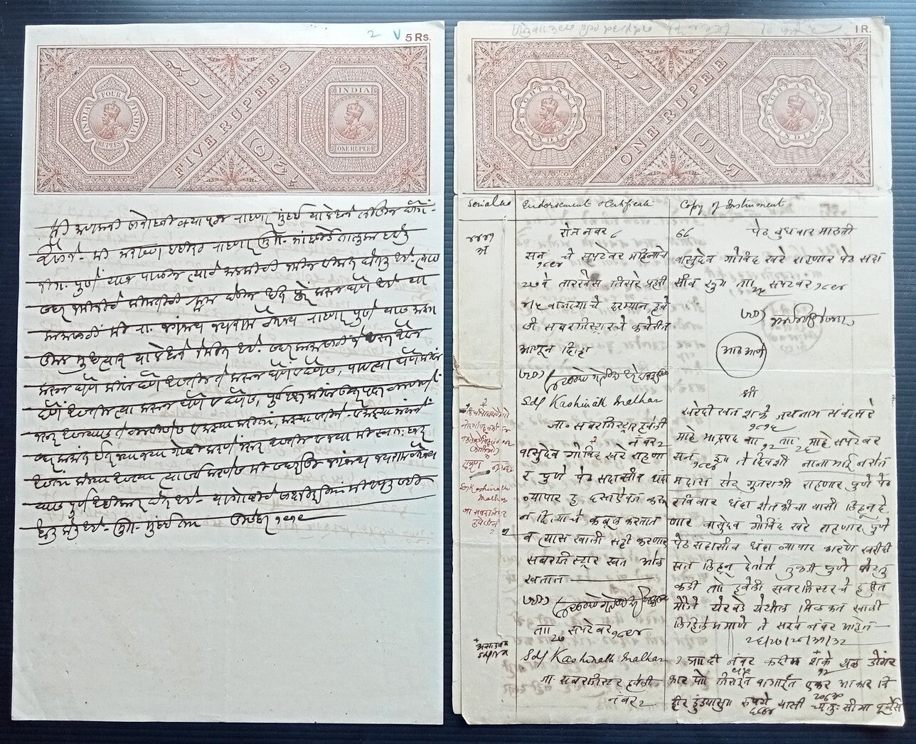 (AOP) India accumulation of mainly QV - KGV stamp papers (87 items)