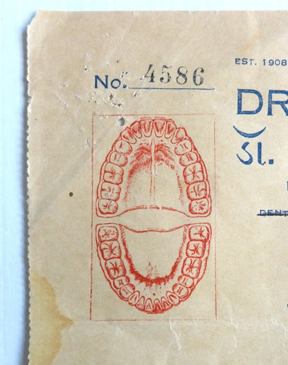 India 1938 illustrated billhead DR. GAJJAR'S DENTAL HOSPITAL Rajkot