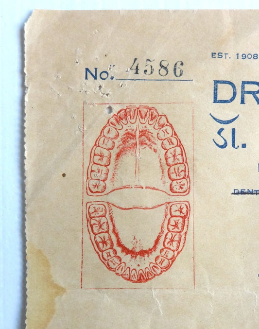 India 1938 illustrated billhead DR. GAJJAR'S DENTAL HOSPITAL Rajkot