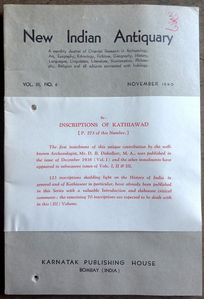 New Indian Antiquary Nov 1940 issue 176pgs Ӝ