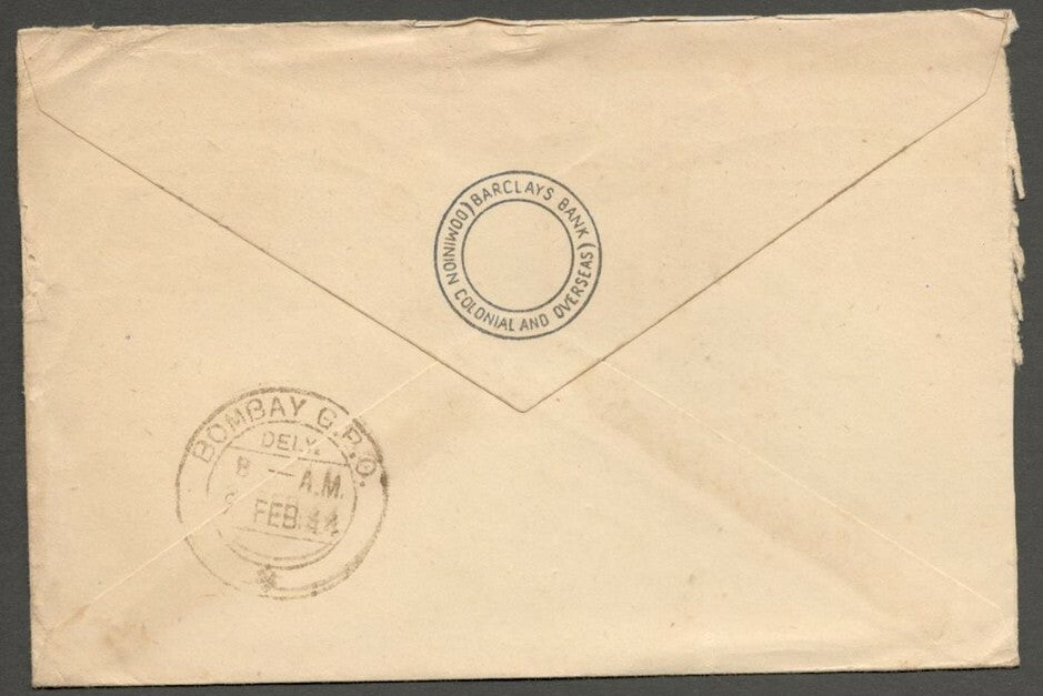 AOP South Africa WW2 1944 censored meter cover to India
