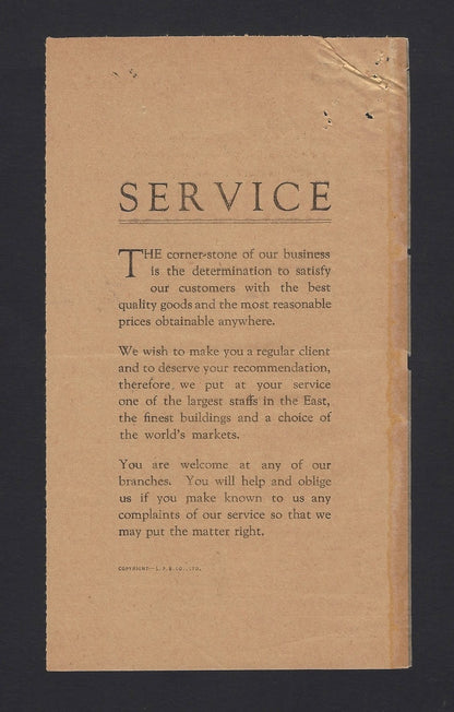 India 1934 Whiteaways Drapers & Outfitters of the East Billhead