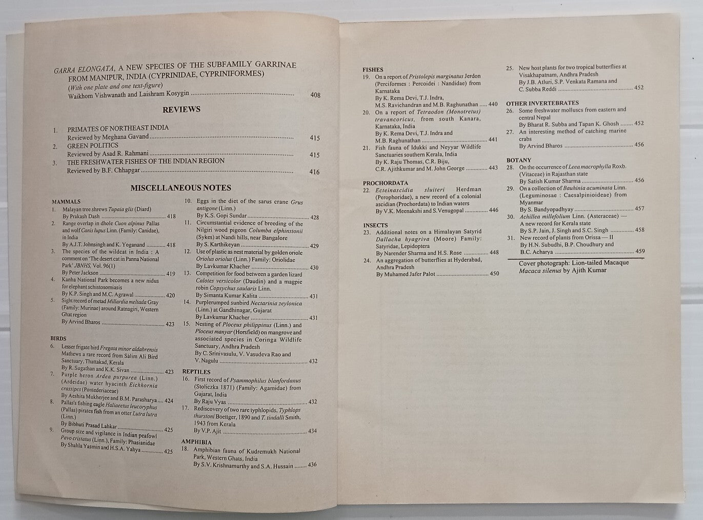 AOP India JOURNAL OF THE BOMBAY NATURAL HISTORY SOCIETY Dec 2000