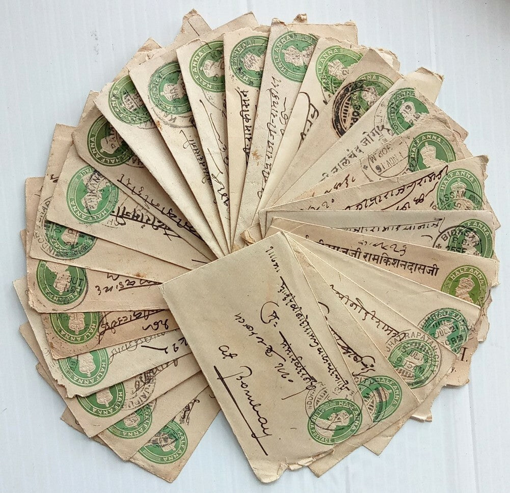 AOP India KGV 1/2a green envelopes x 100 selected for condition WHOLESALE