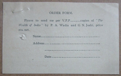 India 1926 letter signed author Pestonji Ardeshir Wadia + book ad