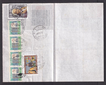 Italy 2001 parcel card to India wi a combination of Lire & dual currency issues