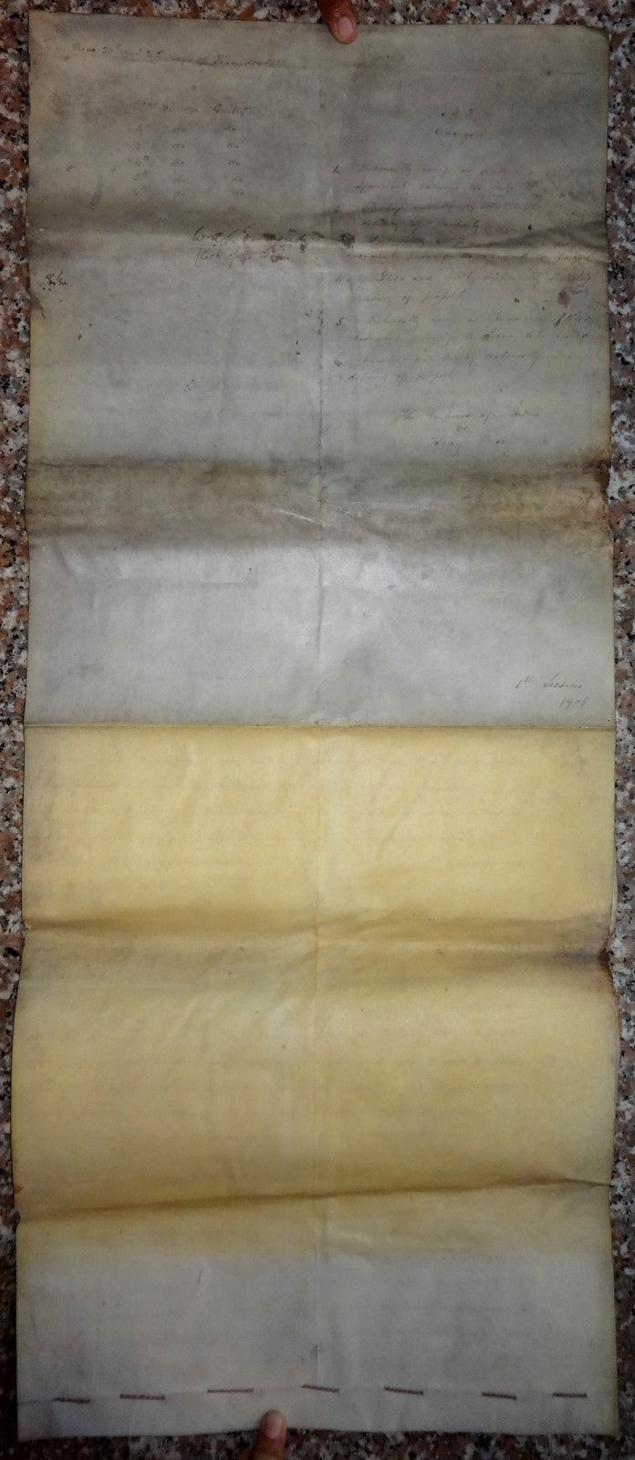 India 1906 parchment animal skin Court doc Charge of forging a promisory note Ӝ
