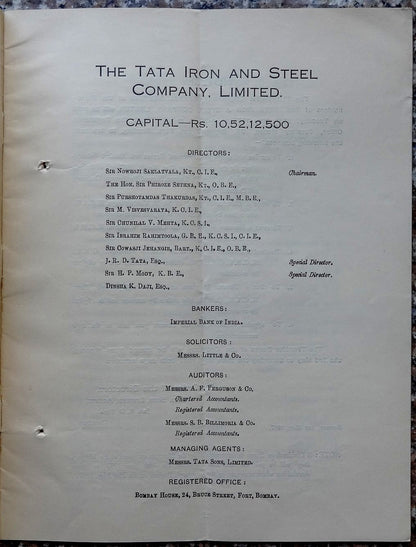 India 1936-37 THE TATA IRON AND STEEL COMPANY LTD Annual Report  25pgs