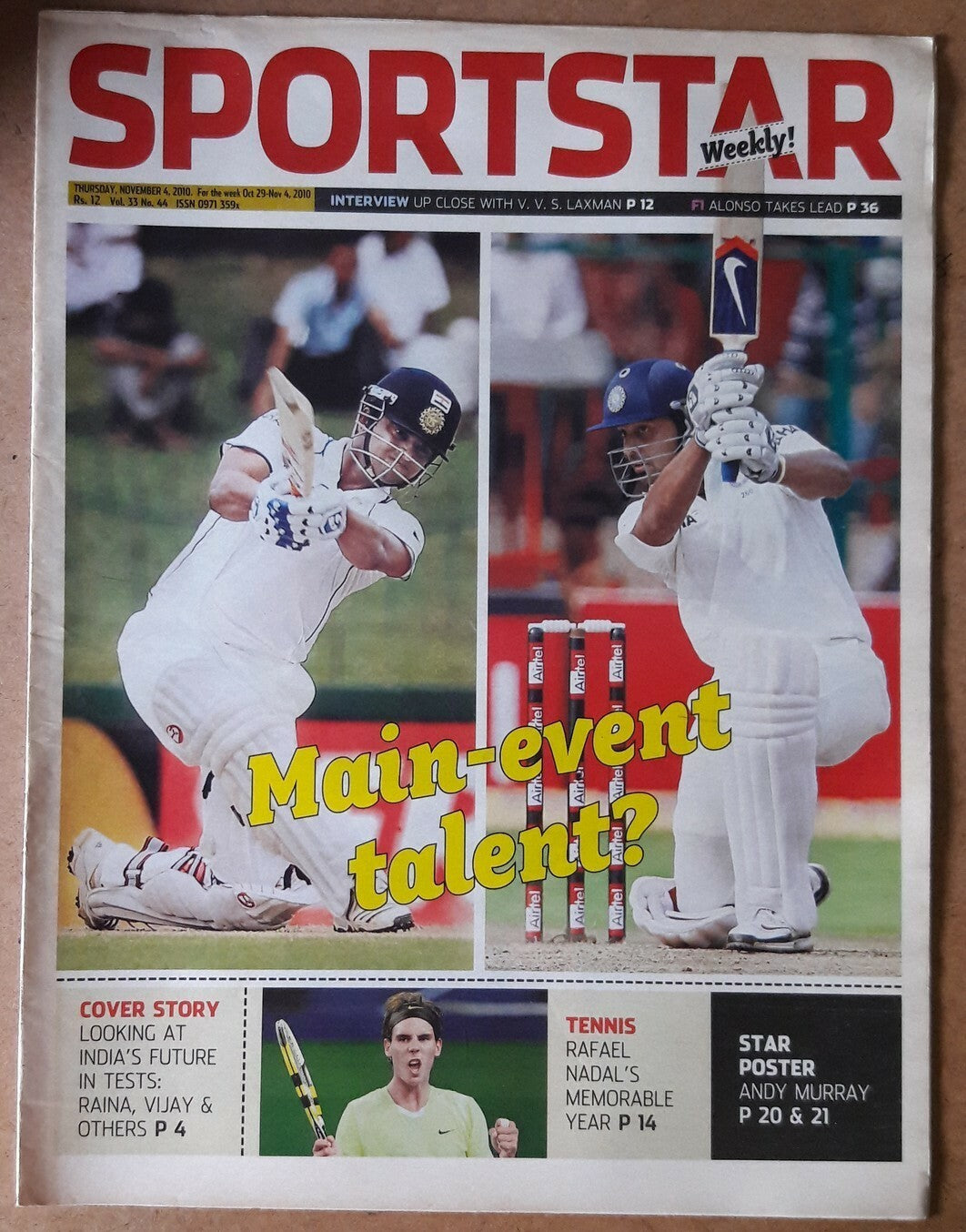 India Sportstar 2006-11 CRICKET cover issues 10” X 13” (5)