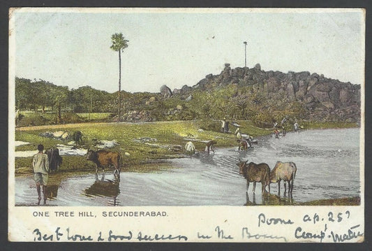 India 1905 One Tree Hill Secundrabad colour postcard to GUERNSEY