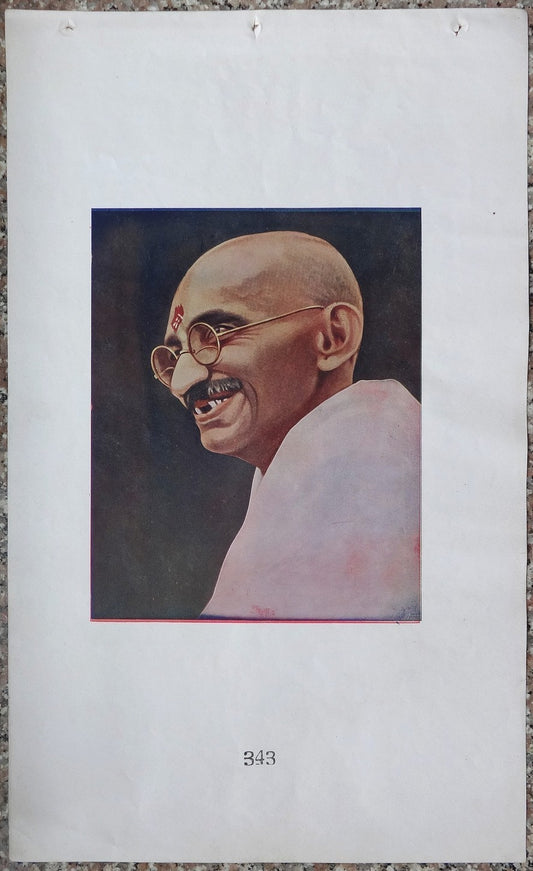 India 1941 11” x 17.5” poster MAHATMA GANDHI Oriental Calendar Co Calcutta