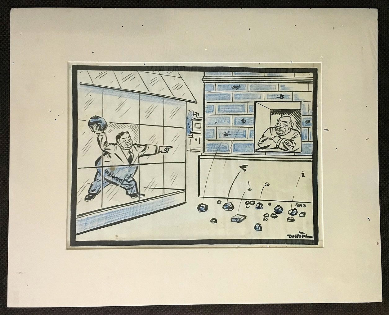 India Cartoonist CHAKOR artwork Pakistan targets India 14" x 10"