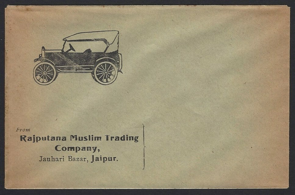 India c.1920 illustrated automobile advertisement envelope