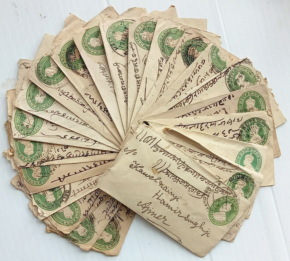 AOP India KGV 1/2a green envelopes x 100 selected for condition WHOLESALE