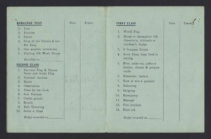 India 1956 hand painted BULBUL enrolment card – Indian version of Girl Guides