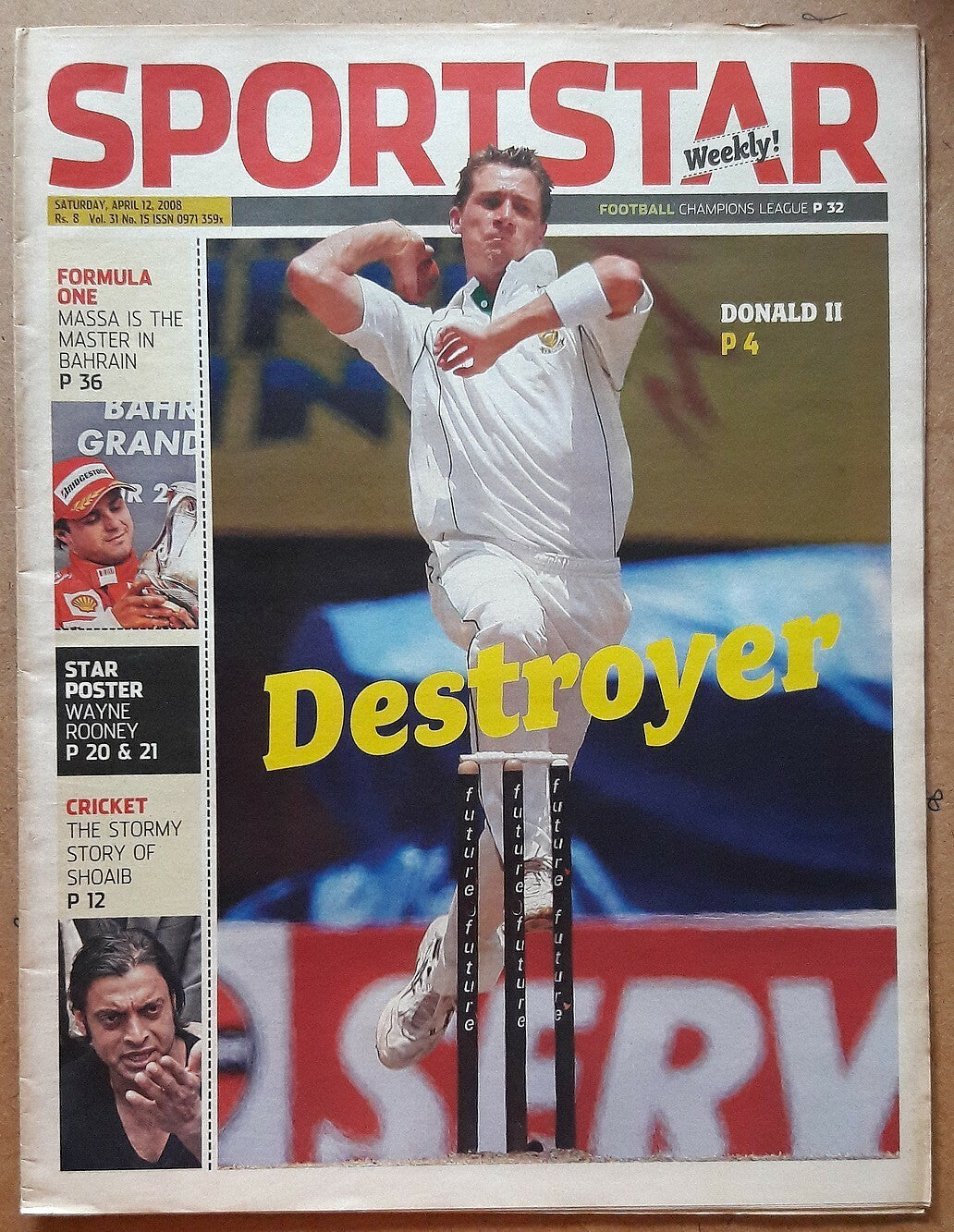 India Sportstar 2007-08 CRICKET cover issues 10” X 13” (5)