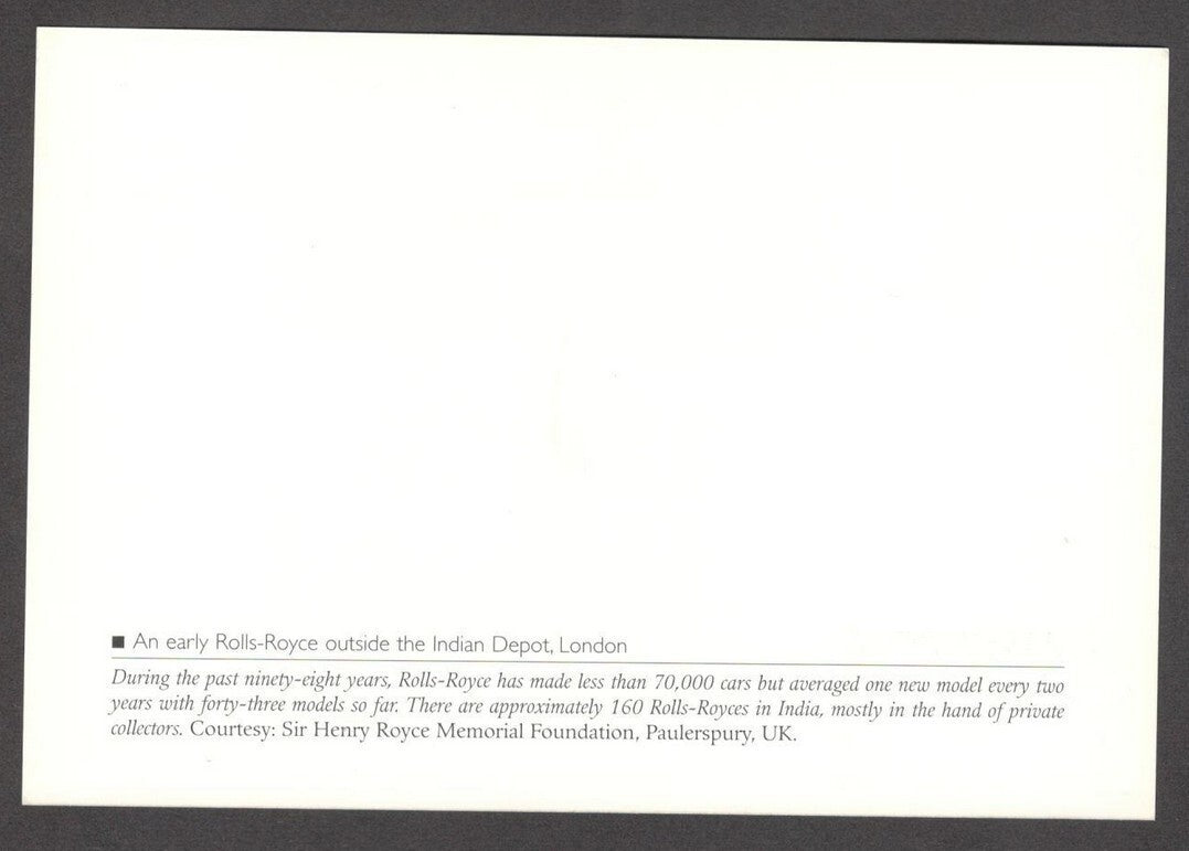 India souvenir VINTAGE CARS card ROLLS ROYCE outside Indian Depot, London