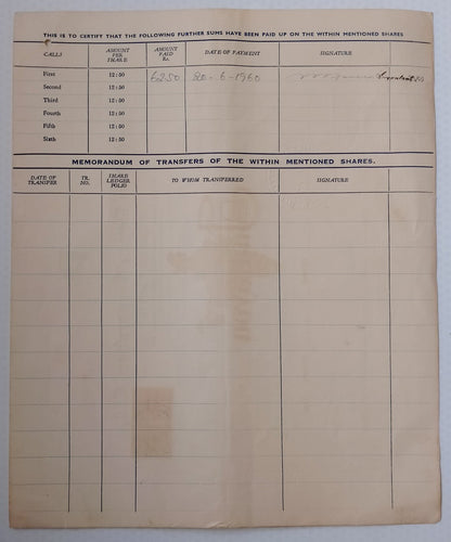 (AOP) India share certificate - 1960 INDIAN RAYON
