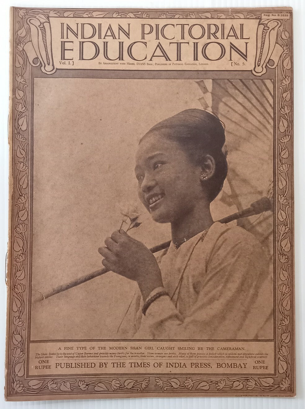 INDIAN PICTORAL EDUCATION 1929.30 Vol.1 No.5 Tribals, Shan Girl, Burma, GM