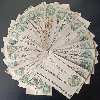 India KGV 1/2a green envelopes x 100 selected for condition WHOLESALE