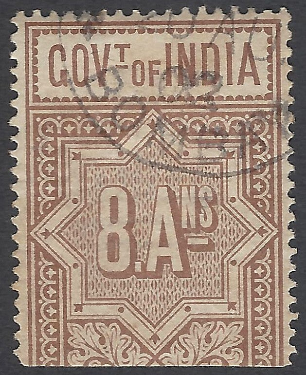 AOP India QV/KEdVII 8a telegraph stamp canc. postal cds BOMBAY