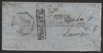 EIC Early Indian Cancellation Type 4 duplex BOMBAY/PAID 1864 cover wi TOO LATE