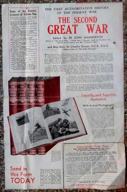 India 1943 Advertisement for the book THE SECOND GREAT WAR