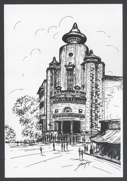 AOP India BOMBAY sketch postcard BHARATI VIDYA BHAVAN